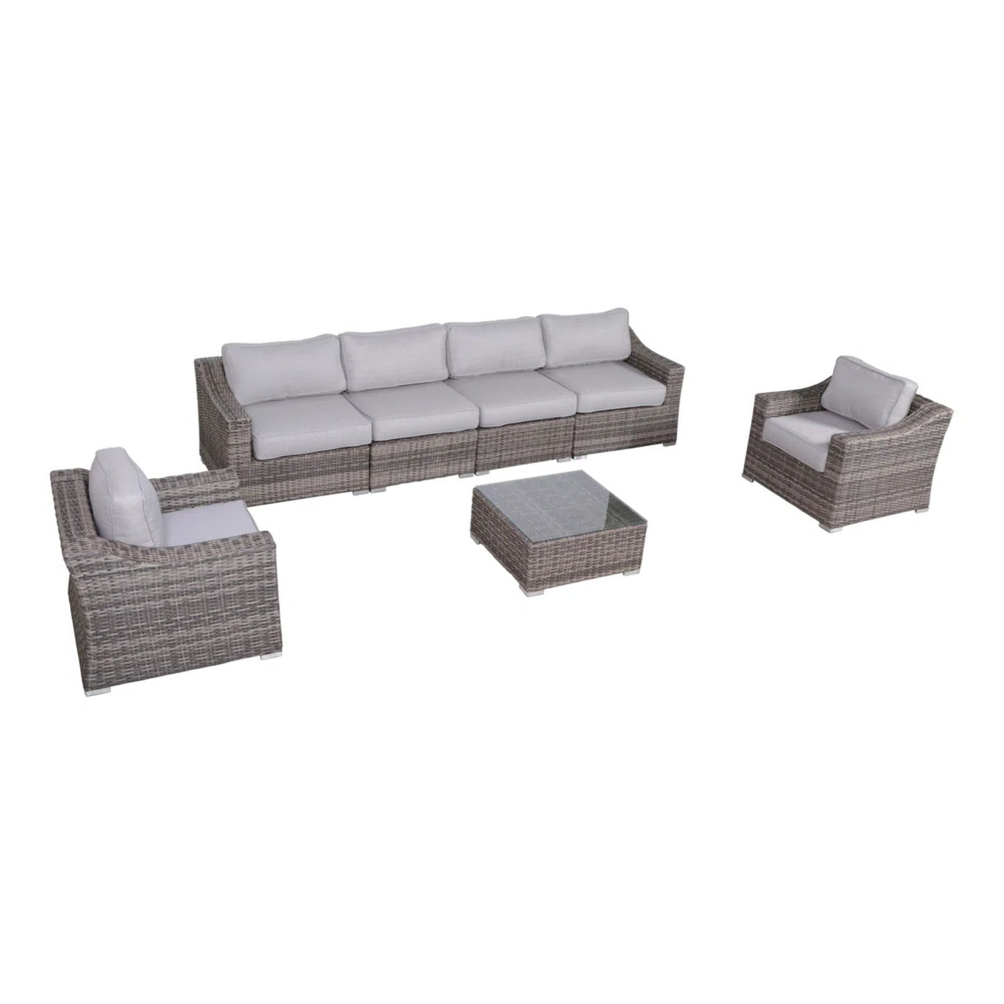 Outdoor Wicker Conversation Set With Cushions, All Weather