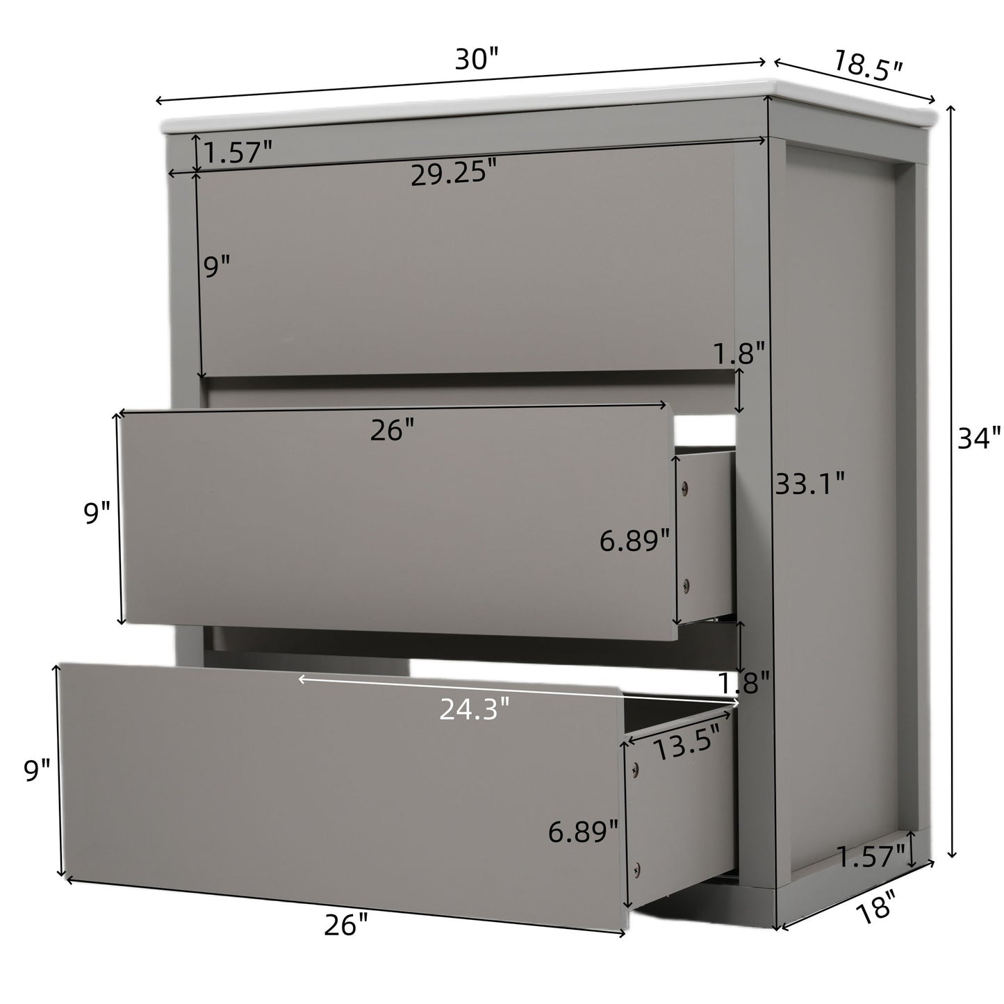 Freestanding Bathroom Vanity With Ceramic Sink, 2 Full Extension Drawers