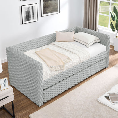 Modern Twin Size Daybed Upholstered Sofa Bed With Pull Out Feature - Dark Gray