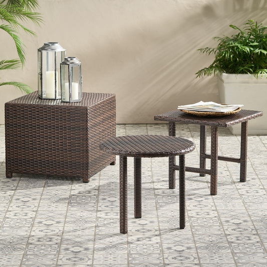 Lido - 3 Pieces Table Set - Brown Multi