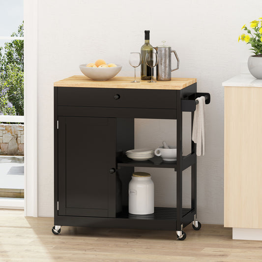 Lanier - Kitchen Cart With Wheels - Black
