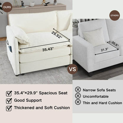 Modern Oversized Chenille Loveseat Sofa With Deep Seat And Diy Combination