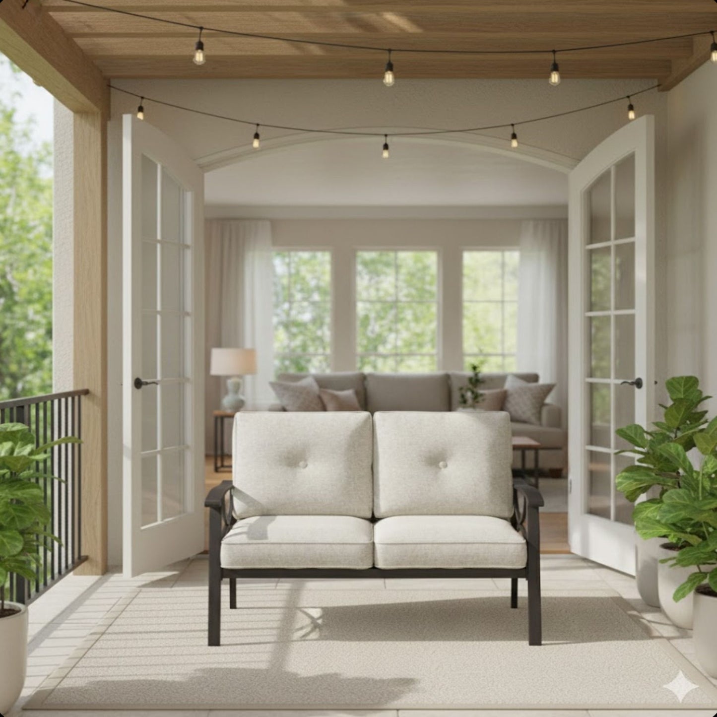 All-Weather Loveseat 2 Seats Sofa With Cushions