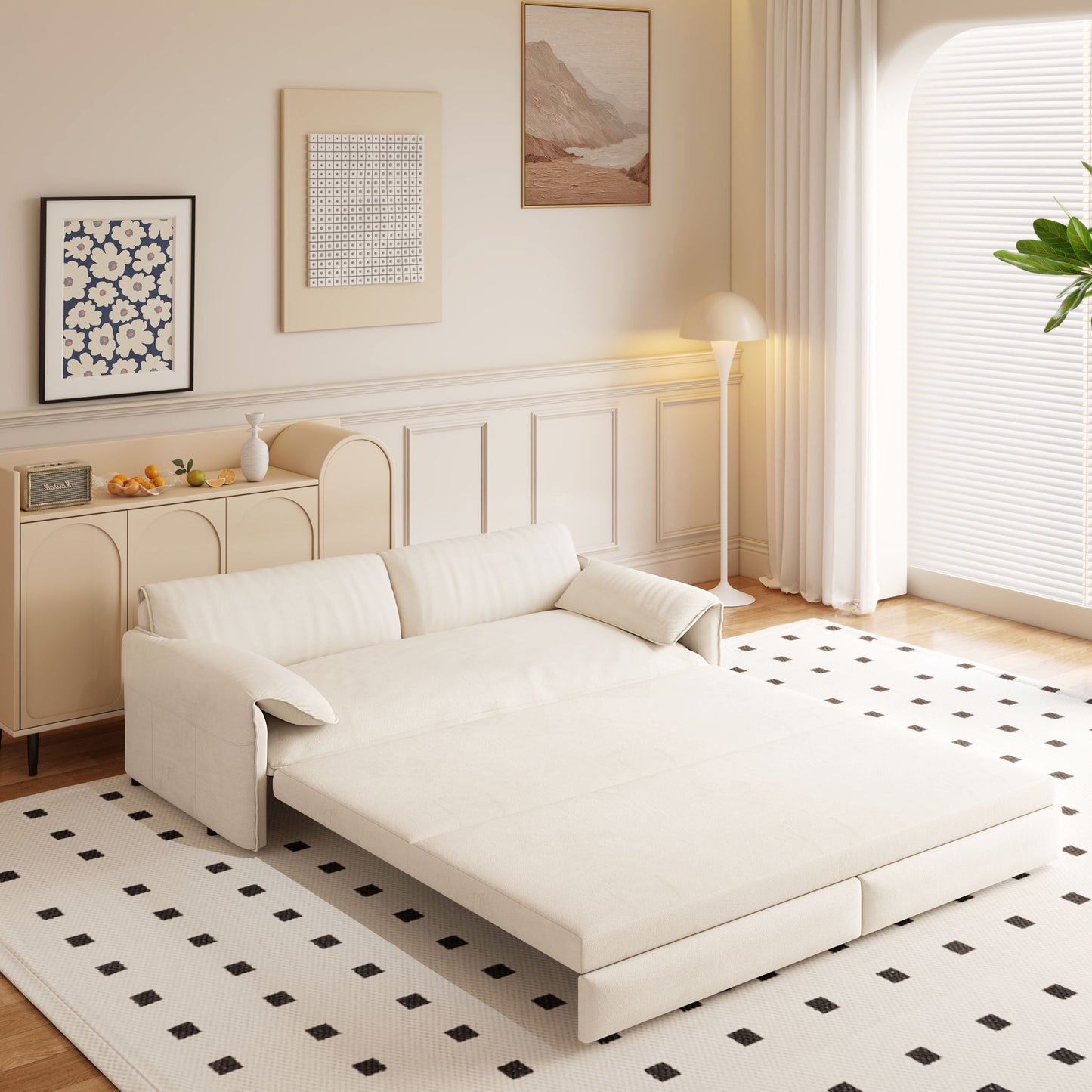 Queen Pull Out Sofa Bed With Side Storage