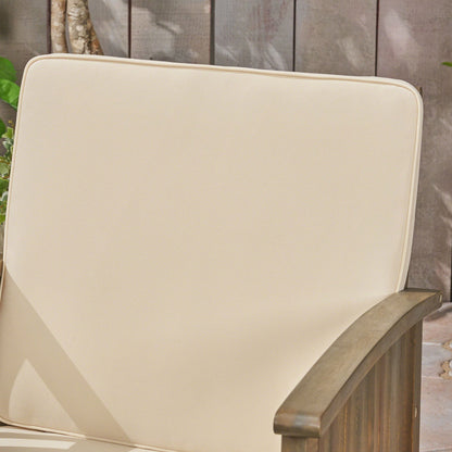 Casa Acacia Wood Club Chairs (Set of 2) With Water Resistant Cushions - Gray / Cream