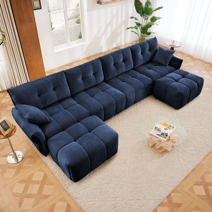 Sofa Set With Ottoman And Pillows, Textured, High Resilience Cushions