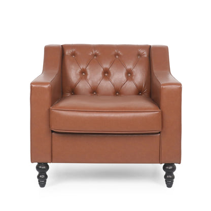 Contemporary Club Chair With Button Tufting And Birch Wood Legs