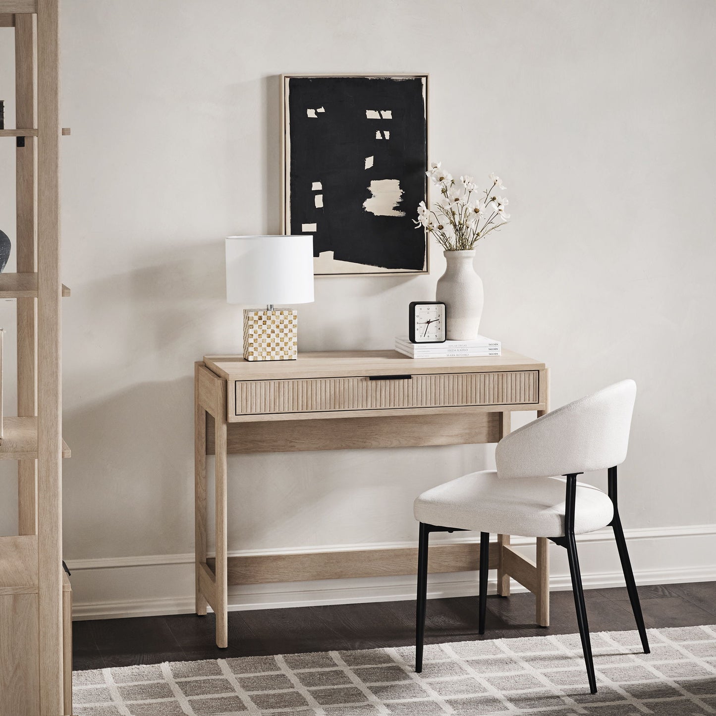 Transitional Reeded Writing Desk With Drawer