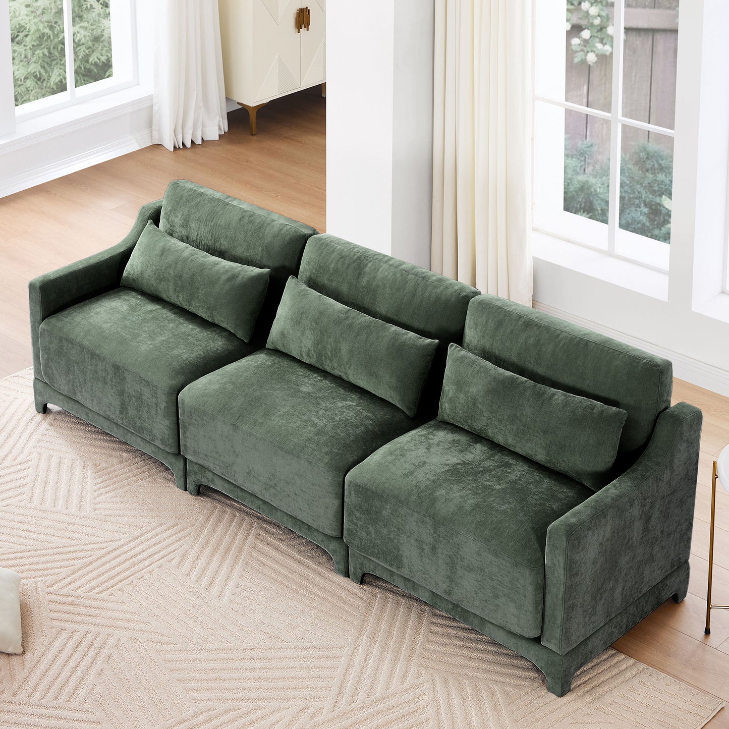 Elegant Sofa With Ergonomic Design And Lumbar Pillows
