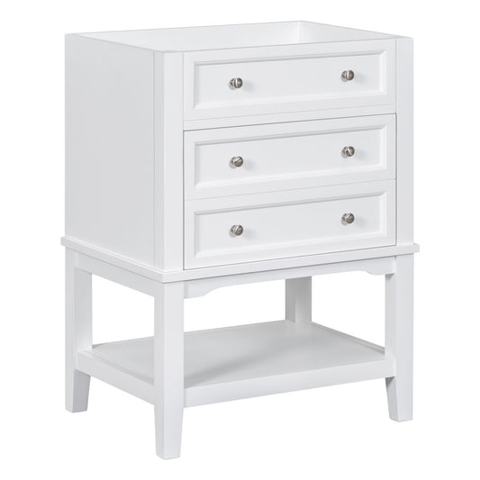 24" Bathroom Vanity Without Sink, Base Only, Storage Cabinet With Drawer And Open Shelf - White