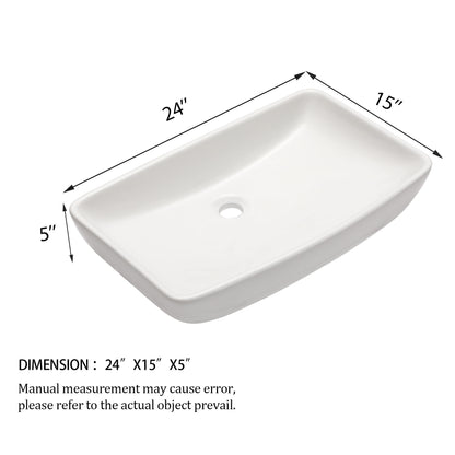 Rectangular Vessel Bathroom Sink - White