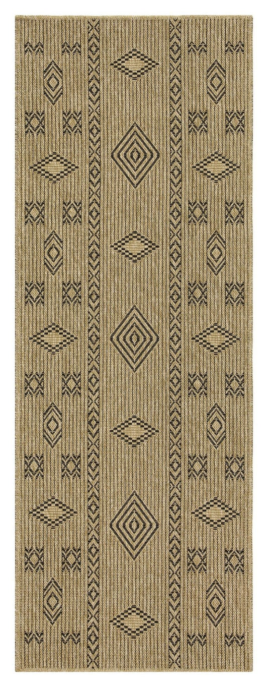 Earth - 2'7" X 7'3" Indoor, Outdoor Area Rug - Jute / Black