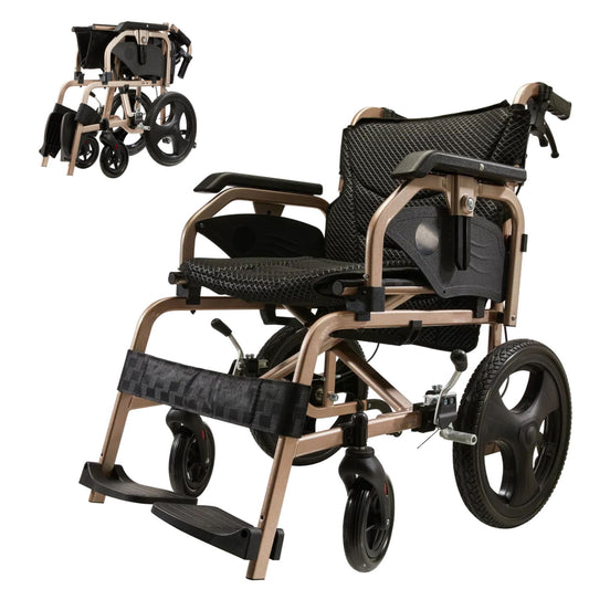 Lightweight Foldable Transport Wheelchair For Adults,Square Tube Design