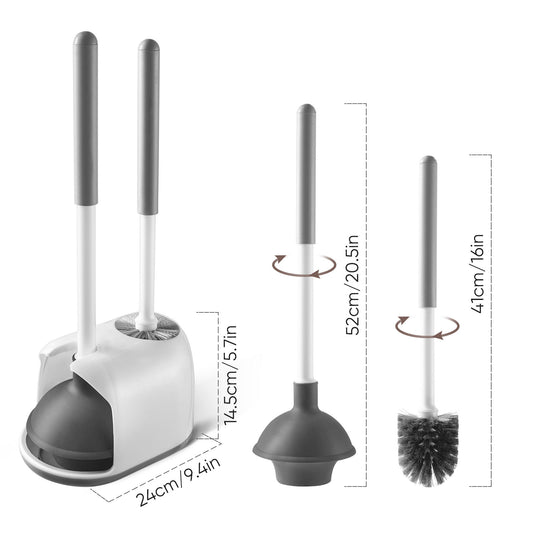 Toilet Brush And Holder Set With Stand, Bathroom Cleaning Tool Plastic - White