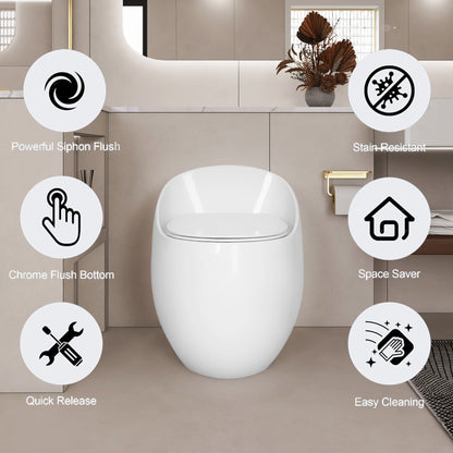 Modern Egg Shape Toilet 1.28 Gpf Single Flush Ceramic
