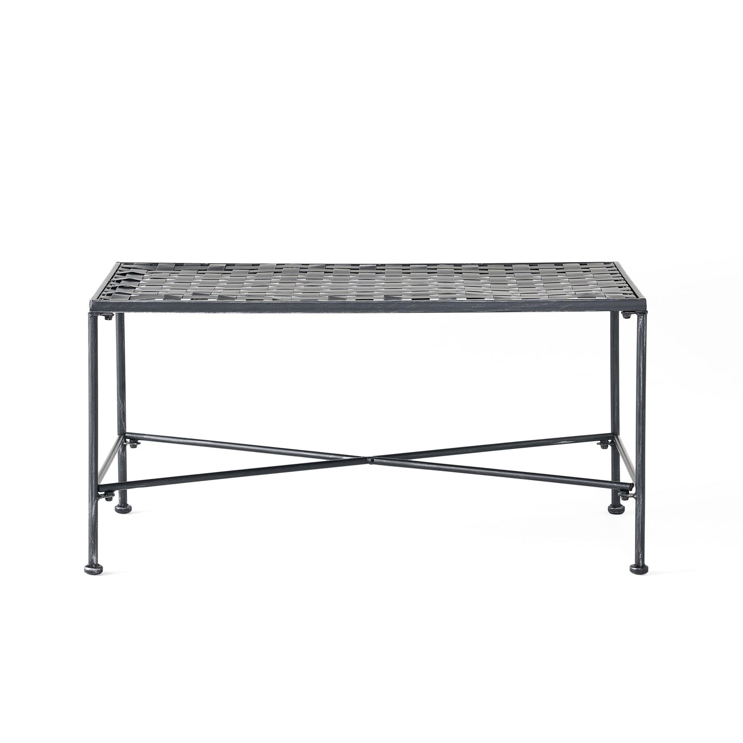 Luna - Outdoor Iron Coffee Table - Black Brush Silver