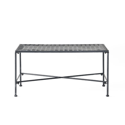 Luna - Outdoor Iron Coffee Table - Black Brush Silver
