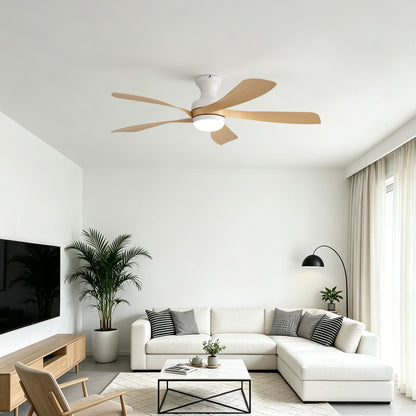 52" Ceiling Fan With 3 Color Dimmable LED Light, DC Reversible Motor, 6 Speed Settings