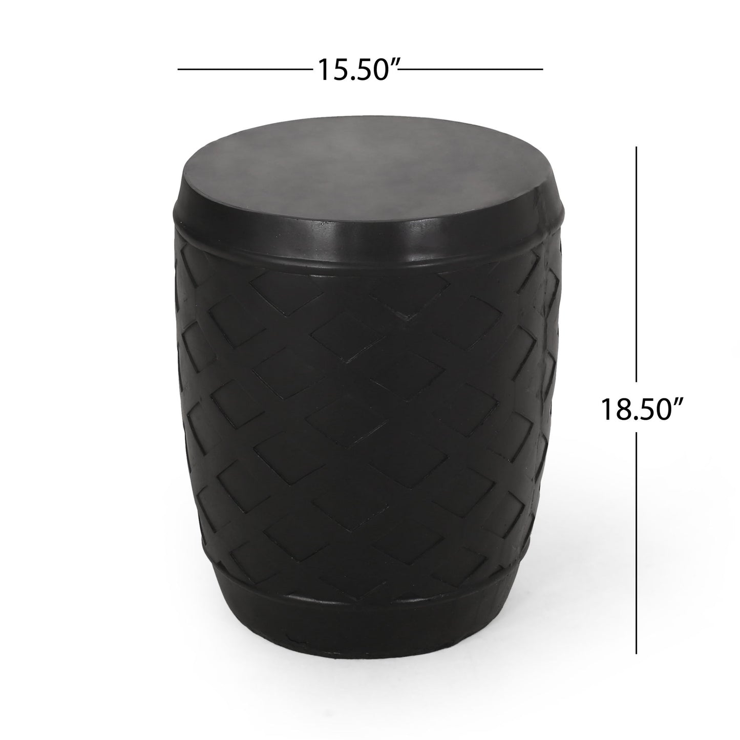 Outdoor Side Table With Lattice Design And Round Top - Black