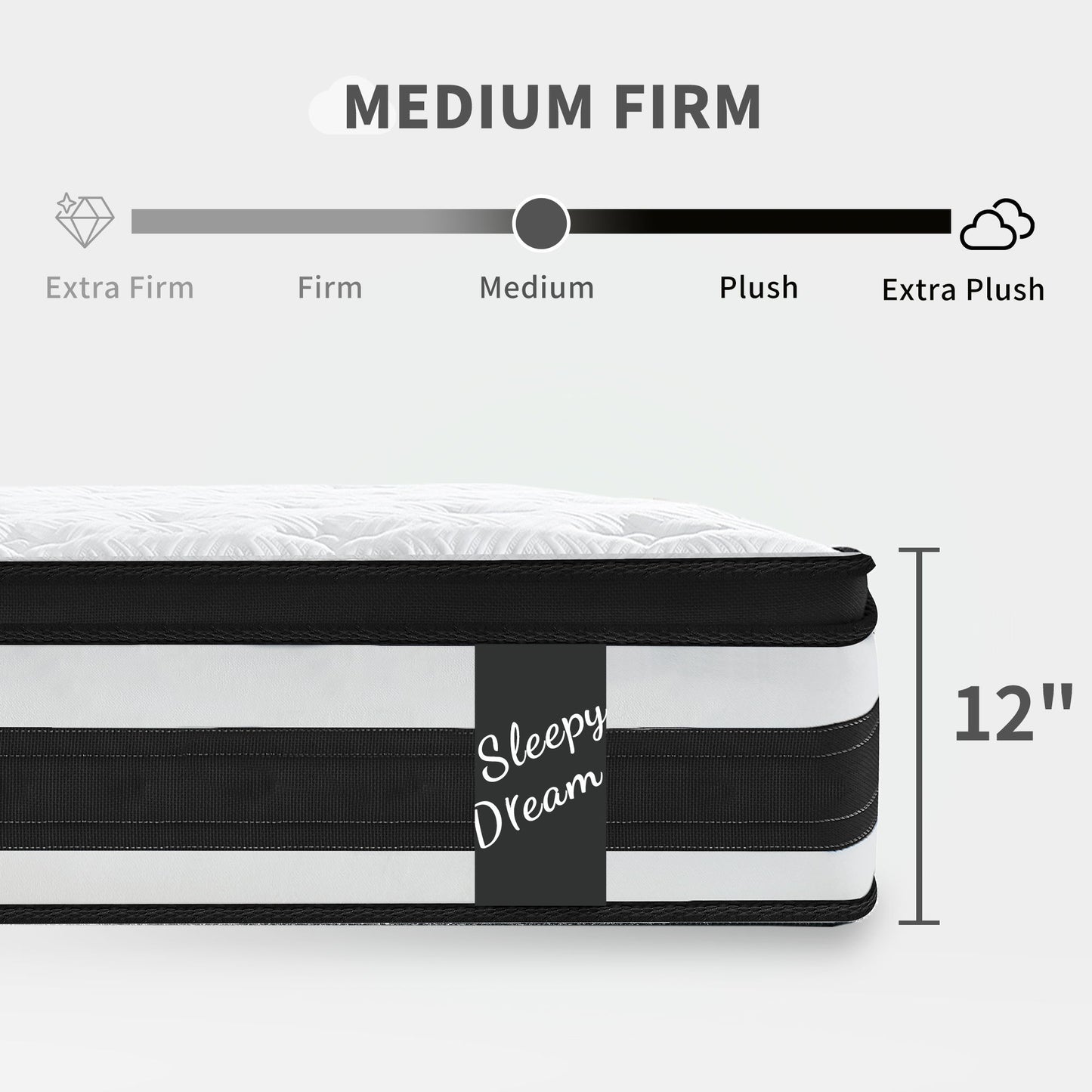 12" Breathable Hybrid Mattress, Memory Foam, Individual Pocket Springs