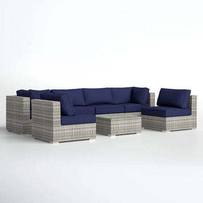 Seating Set With Cushions Handcrafted Wicker Design