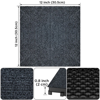 Diy Module Interlocking Decking Carpet Tiles For Patio, Porch, Poolside, Balcony, Backyard Polypropylene - Gray