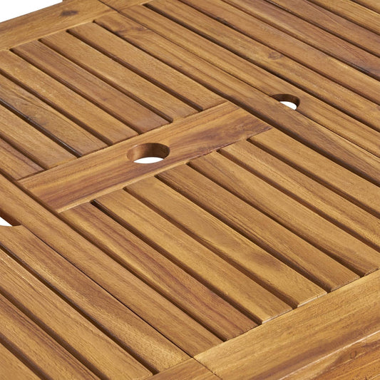 Outdoor 6 Seater Expandable Dining Set With Cushions - Sandblasted Natural / Beige