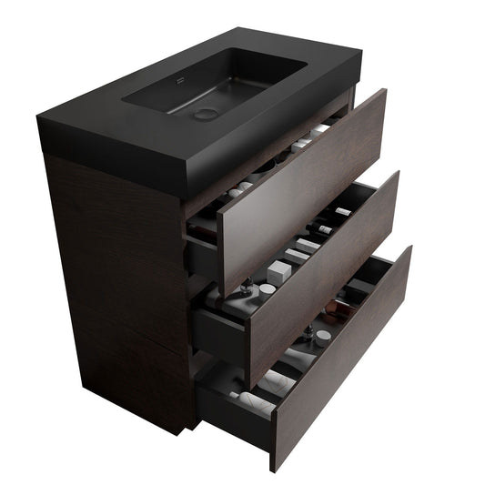 Alice - Bathroom Vanity With Large Storage Freestanding Bathroom Vanity, Sink For Modern Bathroom, One-Piece Sink Basin Without Drain And Faucet