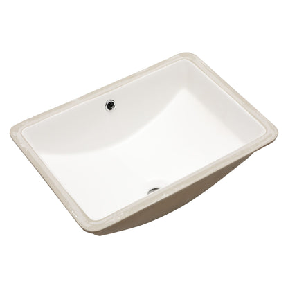 European Style White Ceramic Rectangular Undermount Bathroom Sink With Overflow