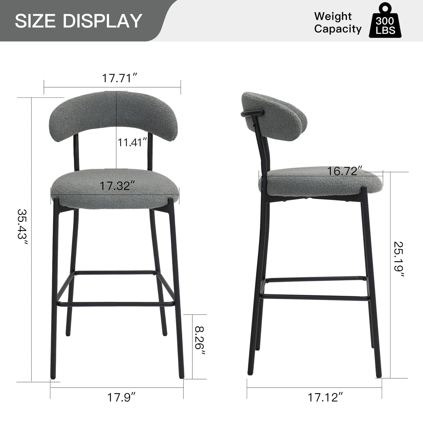 Counter Height Bar Stools With Powder Coating Base And Footrest