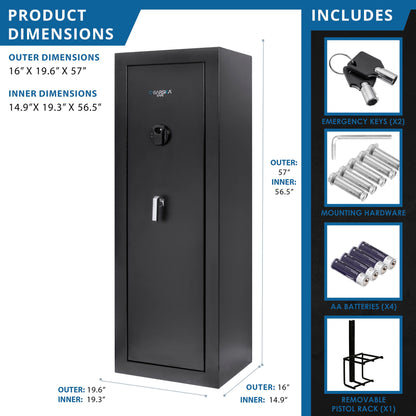 9.33 Cubic Ft Biometric Keypad Rifle Safe - Black