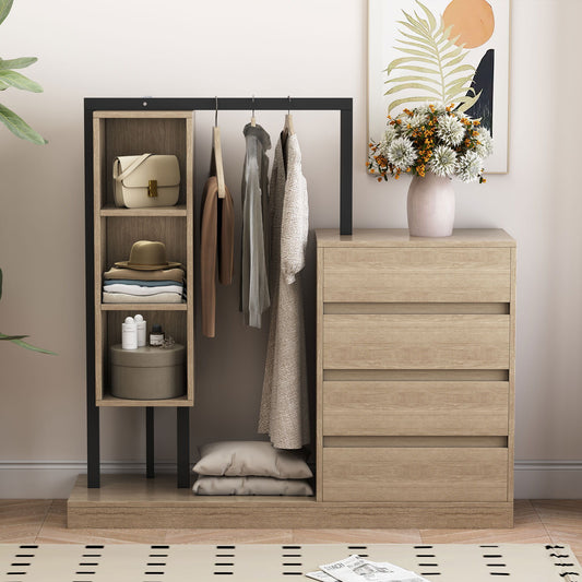 Wardrobe With 4 Drawers And 3 Shelves
