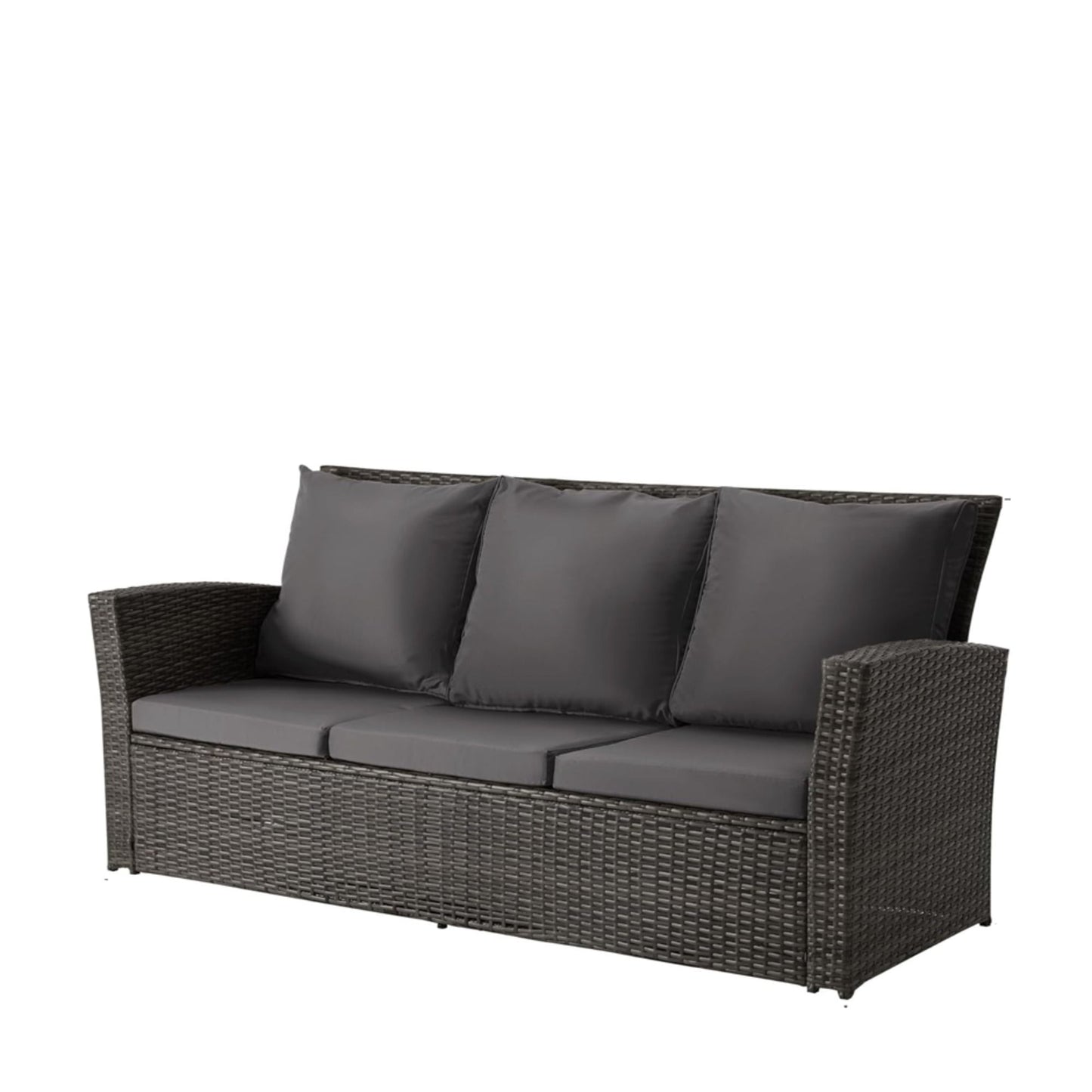 All-Weather Wicker 3 Seat Patio Sofa With Thick Cushions