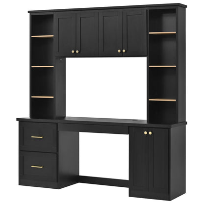 Computer Desk With Hutch, Workstation With Desk Grommet & Keyboard Tray