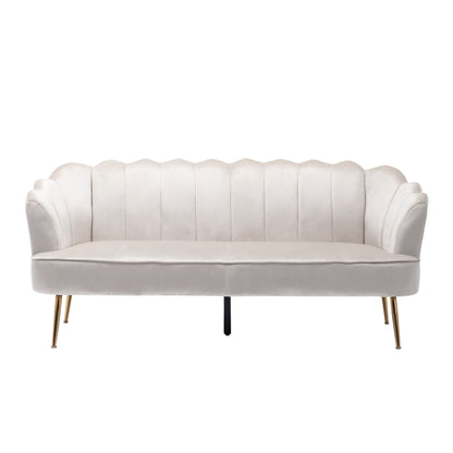 Modern Glam 3 Seater Sofa With Velvet Texture