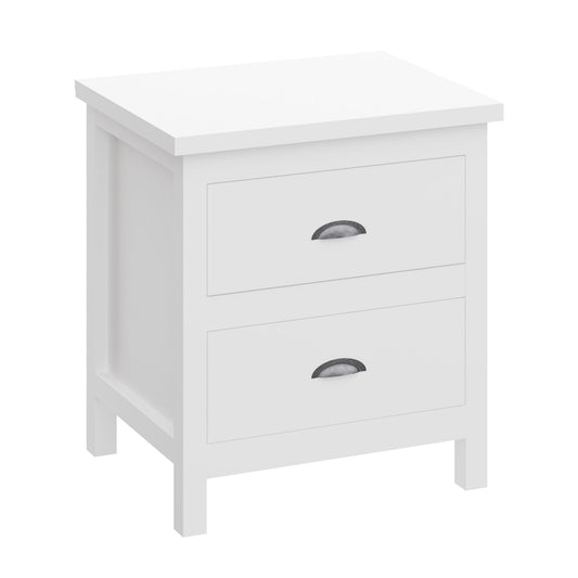 Versatile Solid Wood Night Stand With Drawers For Living Room And Bedroom - White