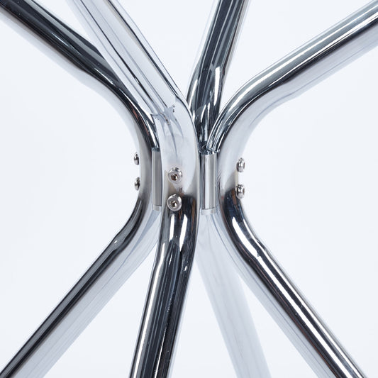 Compact Dining Table With Glass Top - Chrome