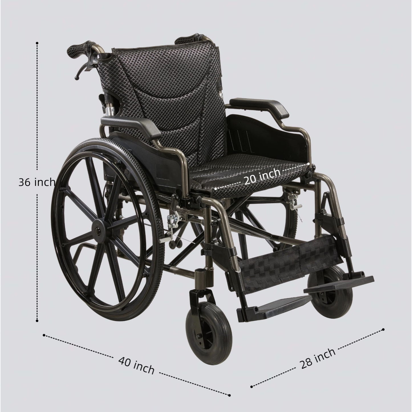 Lightweight Foldable Transport Wheelchair For Adults With Double X Force Support