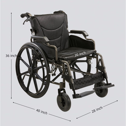 Lightweight Foldable Transport Wheelchair For Adults With Double X Force Support
