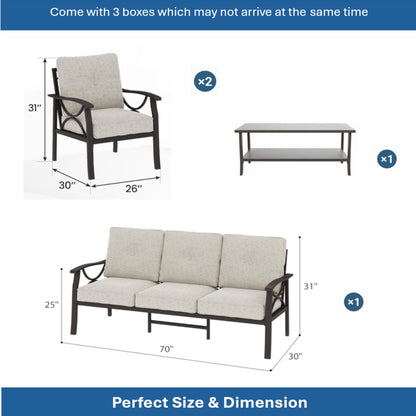 Patio Furniture Set With Coffee Table And Cushions For Backyard