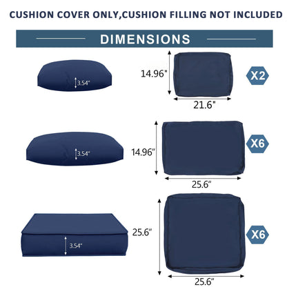 Outdoor Deep Seat Cushions For Patio Furniture Replacement, Cushion Set For Sectionals