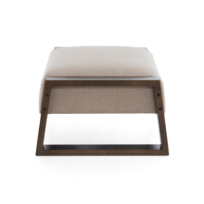 Sleek And Stylish Ottoman Polyester With Rubberwood Legs - Beige