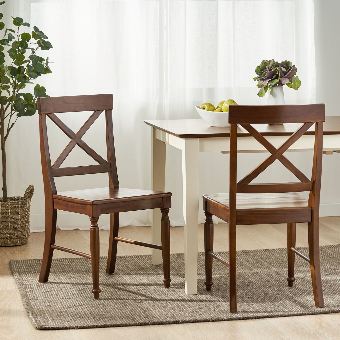Dining Chair With X Shaped Back (Set of 2)