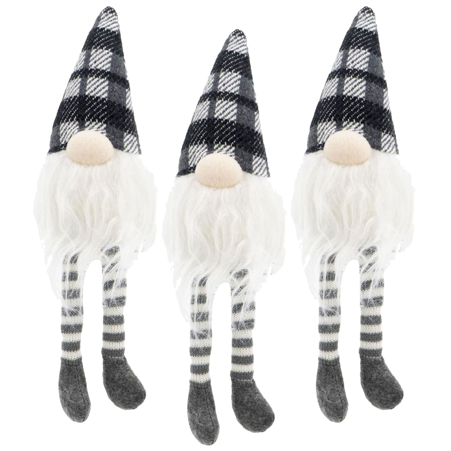 3 Pieces Sitting Gnome, Christmas Table Home Ornaments For Holiday Party Gifts - White / Gray