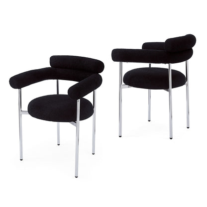 Contemporary Upholstered Armchair Dining Chairs With Metal Legs (Set of 2)