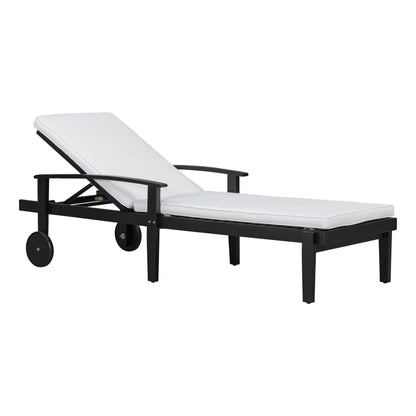 Jason - Black Chaise Lounge Adjustable Acacia Wood Outdoor Furniture