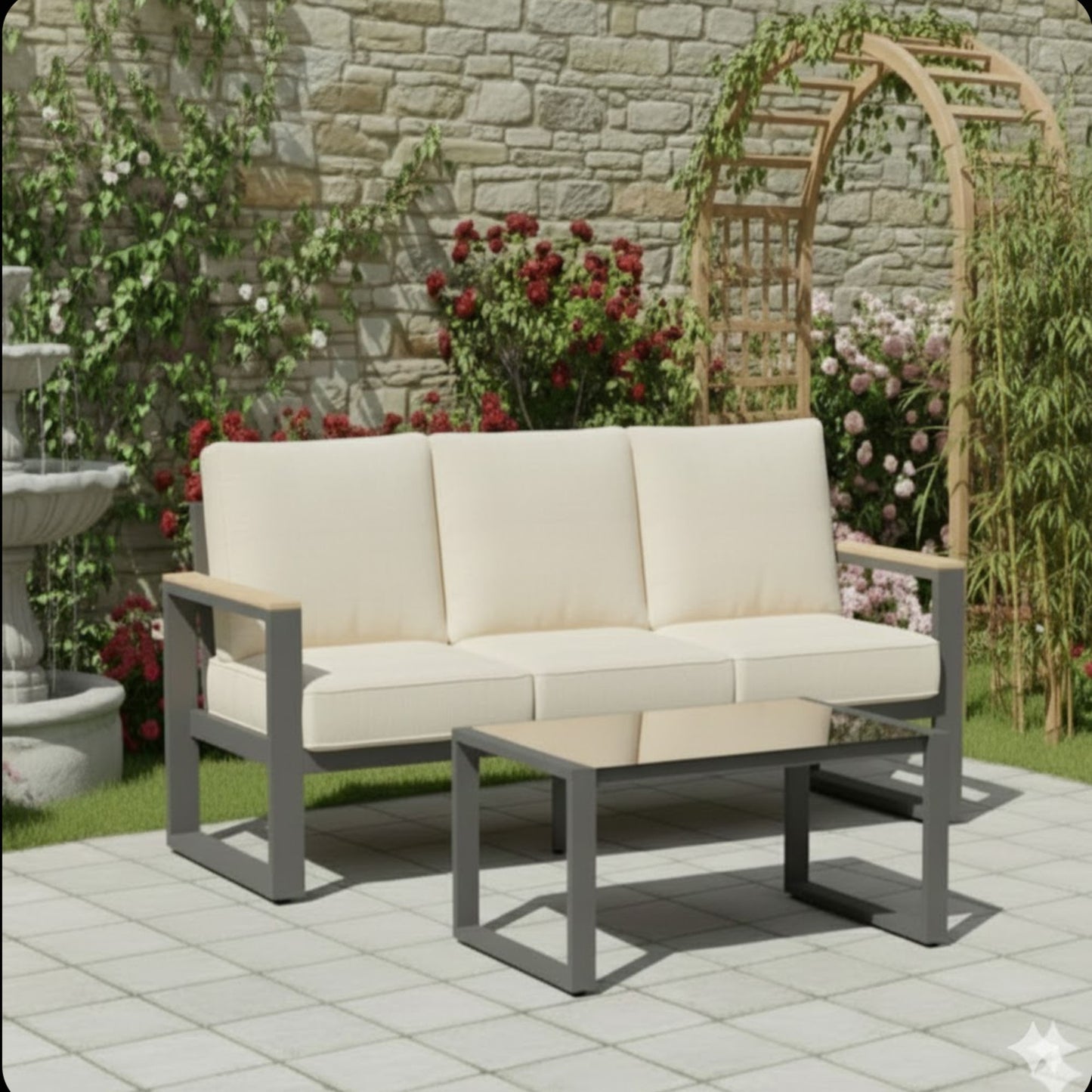 Modern Outdoor Sofa Set With Coffee Table