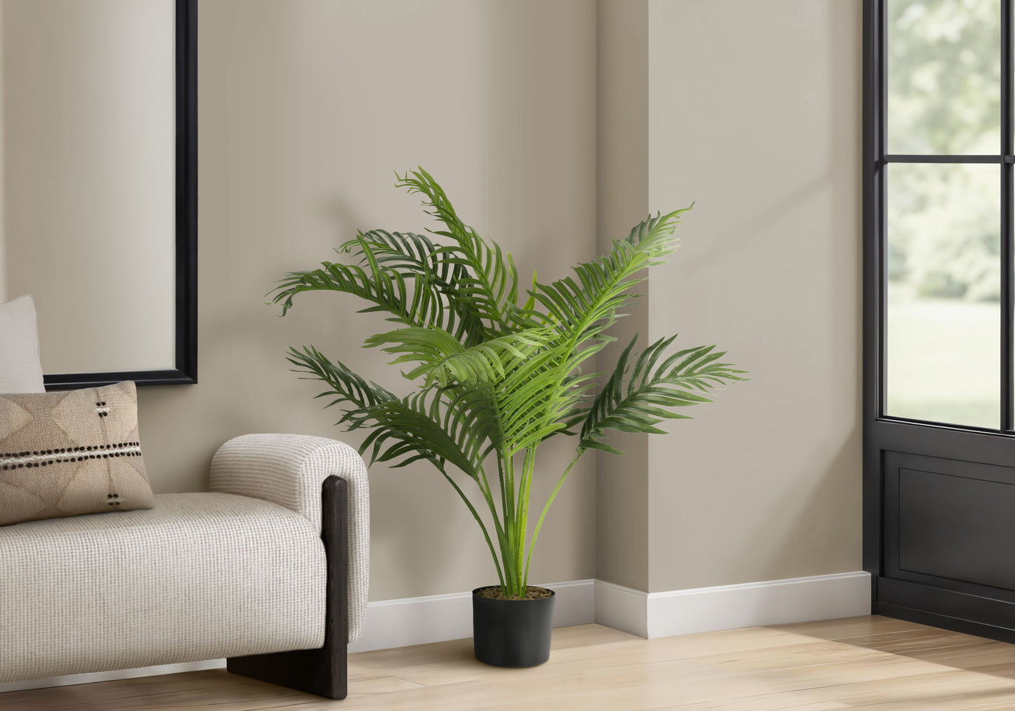 34" Tall, Artificial Plant, Palm Tree, Indoor, Faux, Fake, Floor, Greenery, Potted, Real Touch, Decorative - Green / Black