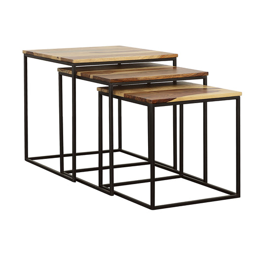 3 Piece Nesting Design Table Set - Brown
