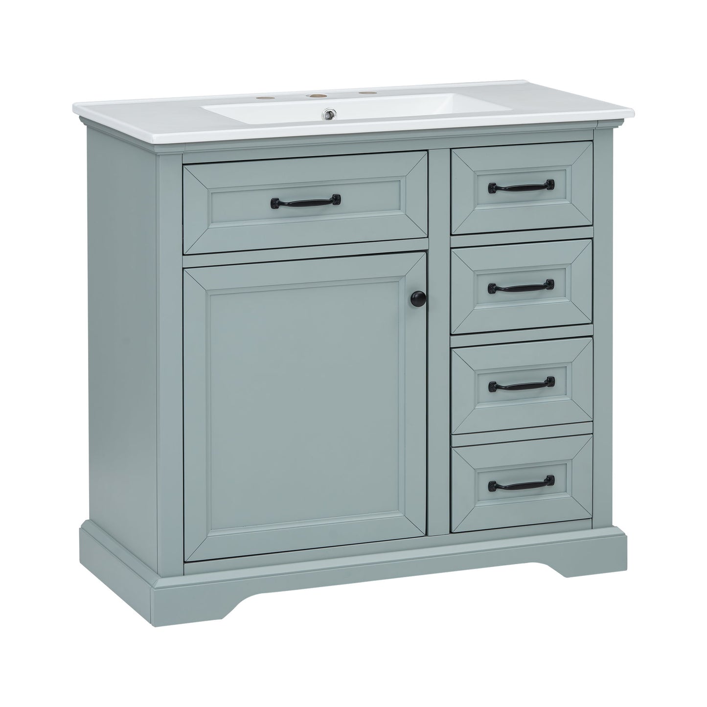 36" Bathroom Vanity With Sink, 2 Tip Out Drawers, Soft Close Hinges